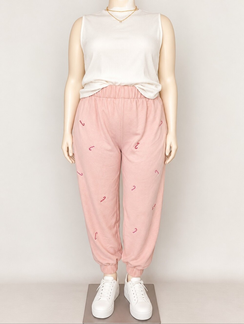 Ampersand Avenue 2XL Pink Candy Cane Joggers NWOT 🎀 Cozy Winter Holiday